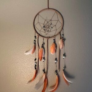 Handcrafted Dreamcatcher with  Cockatoo Feathers and Agates 8" x 25"